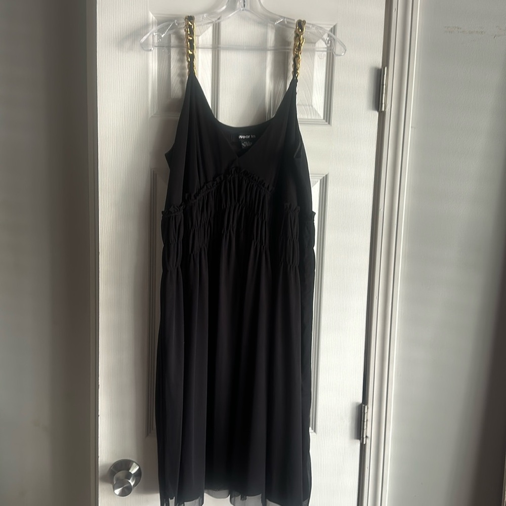 Black chain strap dress